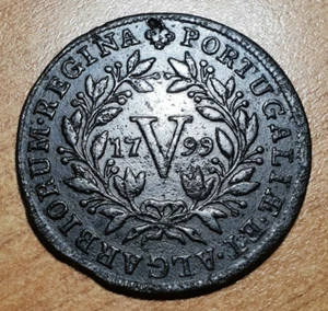 PORTUGAL MARIA I 5 REIS 1799 MBC - Picture 1 of 2