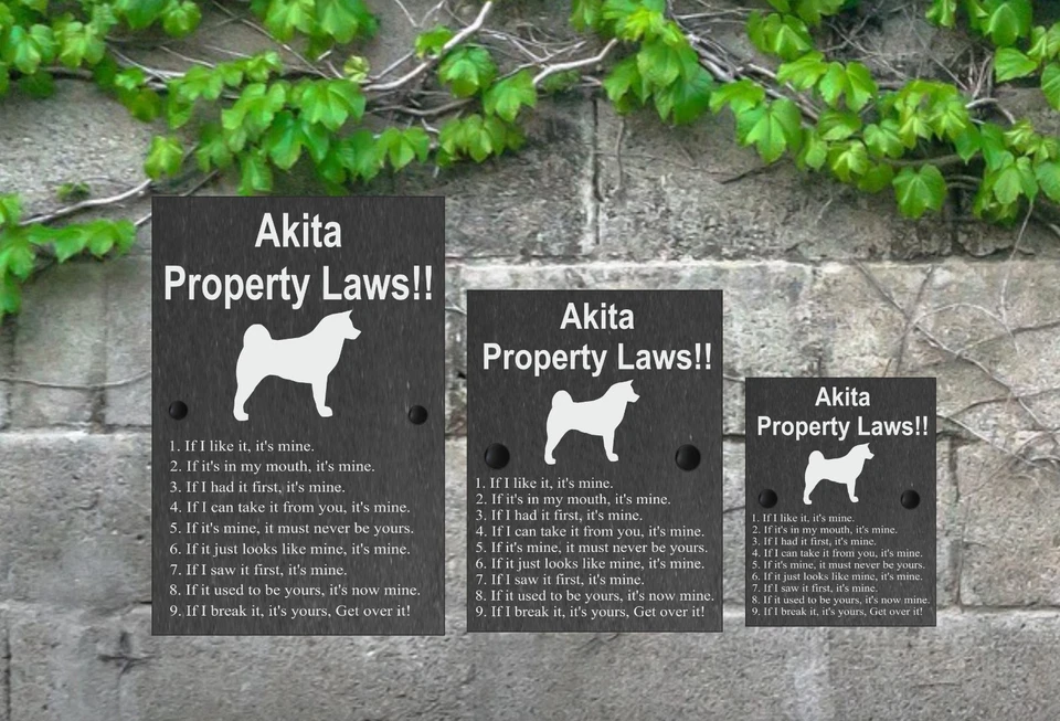 Property Laws Funny Dog Slate Sign Gate House 3 Sizes ALL BREEDS available A-C - Image 1 of 3