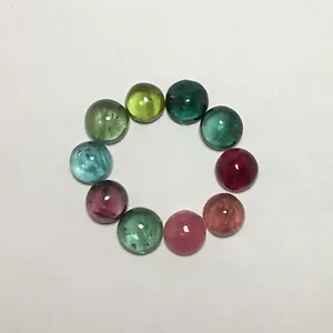 Beautiful multi color tourmaline cabochon gemstone 10 pieces round 13.75 carat - Picture 1 of 4