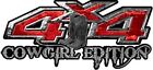 4X4 Truck Decals Cowgirl Edition W Boots Red Camouflage 13.5" Reflective 027