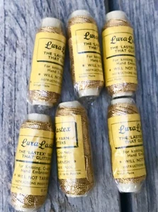 Vintage 40s 50s Luralastic Gold Lurex Elastic for Knitting And Crochet - Picture 1 of 3