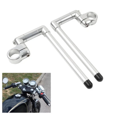 37MM Cafe Racer Bars  7/8"  Motor Universal Clip-On Handlebar Fork Tube Silver - Image 1 of 4