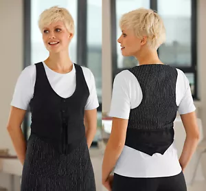 Ladies Black Hospitality Catering Waistcoat Bar Waitress Uniform Formal Buttoned - Picture 1 of 3