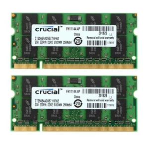 4Go 2x 2Go DDR2 667MHz PC2-5300S 200Pin CL5 SODIMM MÉMOIRE RAM pour Crucial FR - Foto 1 di 8
