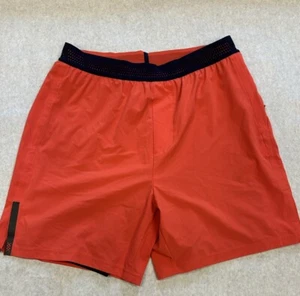 Rhone Shorts Mens Medium Swift 6” Orange Compression Lined Gym Running Stretch - Picture 1 of 8