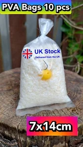 PVA Bags 10 Pcs Large 7x14cm Carp Fishing Tackle Fast Dissolving Hair Rig Pop Up - Picture 1 of 17