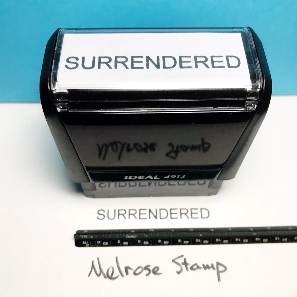 Surrendered Rubber Stamp Black Ink Self Inking Ideal 4913 - Image 1 of 4