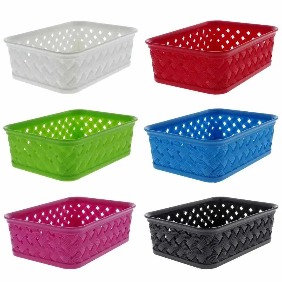 PLASTICO Pink Small Plastic Woven Basket Case of 24 FREE SHIPPING - Image 1 of 1