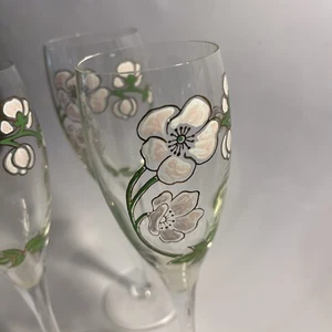 2 Pertier Jouet vintage champagne flute glasses pink flowers - Picture 1 of 3