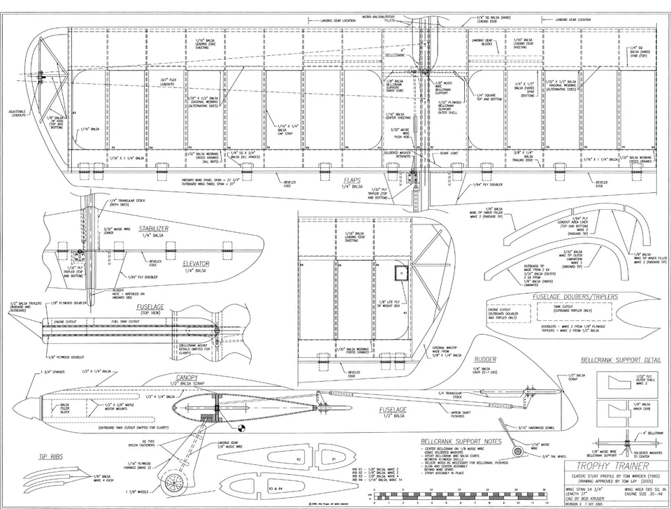 trophy trainer control line stunt profile model 53 3/4 span for .29-.35 motor - Image 1 of 1