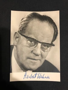 Vintage 1970s HERBERT WEHNER Autopen Signed West Germany Politician 4x6 Postcard - Picture 1 of 2