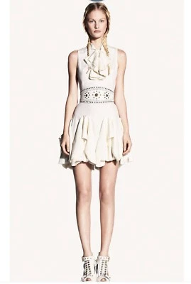 Vestido Alexander McQueen Mujer 2011 Primavera Cuello Volantes Seda Marfil Talla 38 Foto 1 de 4