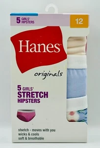 NEW 2x 5 Pack Hanes Originals Girls' Tween Underwear Hipster Pack - Size 12 - Picture 1 of 2