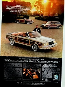 1983 Chrysler Lebaron Town and Country Convertible Print Ad 1948 Classic - Picture 1 of 2
