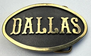 Dallas Belt Buckle Brass Jadco 80s Texas USA Western Cowboy Vintage - Picture 1 of 4