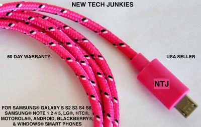 NTJ 6ft Braided Micro USB power cord Charger Cable for samsung s6 s6+ s7 HTC LG - Image 1 of 4