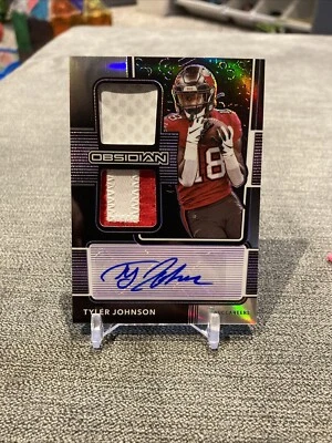 Tyler Johnson 2020 Obsidian Football Number Dual Patch RPA Rookie Auto 3/20 RC - Image 1 of 3