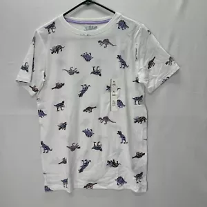Cat & Jack T-shirt Boys XL 16 Short Sleeve Dinosaur Graphic White Purple New - Picture 1 of 8
