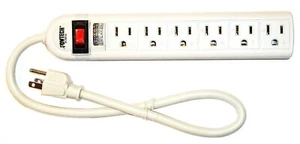 6 Outlet "T" Type Surge Protector POWER STRIP Lighted Switch and Circuit Breaker - Picture 1 of 6