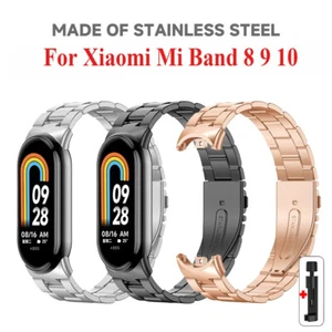 Stainless Steel Band For Xiaomi Mi Band 10 9 8 NFC Smart Watch Metal Strap - Afbeelding 1 van 13