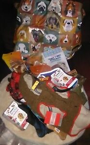DogðŸ�¶Puppy Nice Gift Bag Lot~24 Assrtd Items~Bed~Outfits~Toys~Tr eats~Harness~Sml