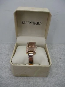 Ellen Tracy Damenuhr 7,5" Roségold rechteckig Edelsteine neu in Box Papiere - Bild 1 von 7