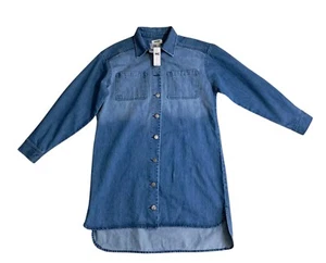 NWT Anthropologie Porridge Long Sleeve Denim Mini Shirt Dress Women's Small FLAW - Picture 1 of 12