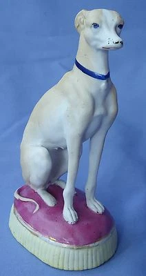 АНТИКВАРНАЯ ФИГУРКА ИТАЛЬЯНСКОЙ БОРЗОЙ УИППЕТ 6 ДЮЙМОВ ИЗ НЕГЛАЗУРОВАННОГО ФАРФОРА - Изображение 1 из 4