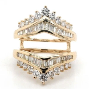 3Ct Round Cut Moissanite Wedding Enhancer Wrap Guard Ring 14k Yellow Gold Plated - Picture 1 of 9