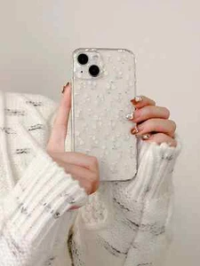 Custodia telefono trasparente floreale elegante cover per iPhone 16 Pro Max Gulaxy 25 Ultra - Foto 1 di 4