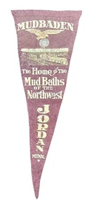 Antique c. 1910 Mudbaden Sulphur Springs Mud Baths Resort 26" Pennant Minnesota - Picture 1 of 4