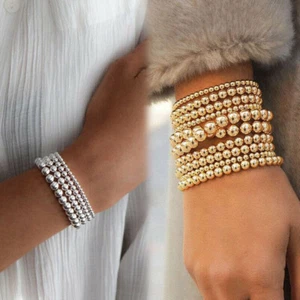 Beaded Gold Filled Beads Bohemian Bracelets Stretch Beaded Stackable Bracelets - Picture 1 of 17