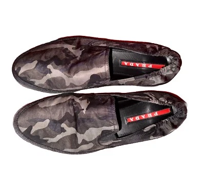 $595 Prada Nylon Camuflaje 4D 2363 Slip On Barco Alpargatas Mocasín 7 EE. UU. 8 Foto 1 de 4