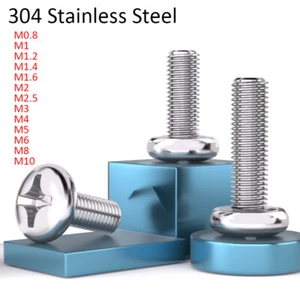 M0.8-M10 Phillips Pan Round Head Machine Screw DIN 7985 - A2 304 Stainless Steel - Picture 1 of 7