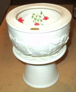 Giftco Porcelain Canopy Birdbath and Birdhouse Pedestal Candleholder - Picture 1 of 5