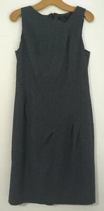 Jasper Conran womens dress navy blue spot pencil stretch corporate gathered 14 - Picture 1 of 6