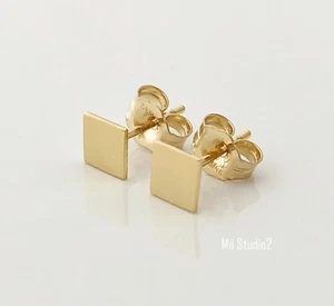 4 piezas Pendientes Cuadrados 5mm Poste Oro 14k Lleno con Pendiente de Mariposa Respaldo E88g - Imagen 1 de 2