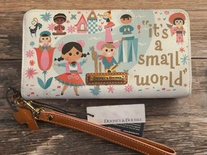 2024 Disney Parks Dooney & Bourke It's a Small World Kalbsleder Geldbörse - NEU Rarität - Bild 1 von 3
