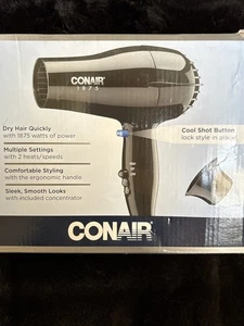 Conair 1875 Watt Haartrockner Schwarz Ionen Schnelltrocknend Leicht Ergonomischer Griff - Bild 1 von 4