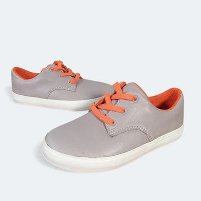 Clarks Club Samba Gris Cuero y Naranja Zapatillas Informales Niños Talla 11 Foto 1 de 4