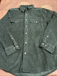 Line of Trade Shirt Mens L Green Corduroy Outdoor Workwear Utility Double Elbow - Picture 1 of 12