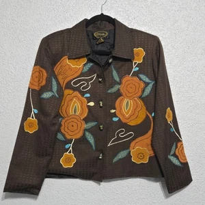 Vintage Alex Kim Floral Embroidered Quilted Button Up Jacket Size S Art To Wear  - Bild 1 von 5