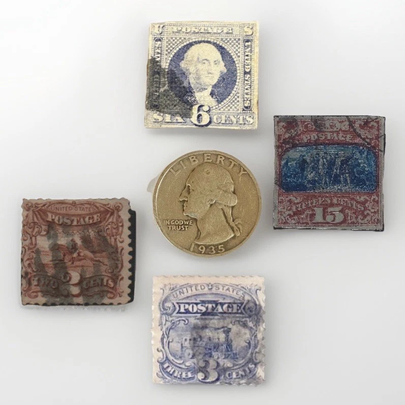 (x3) • Estampillas de emisión ilustrada de Estados Unidos de 1869 #113-#114-#119  Foto 1 de 4