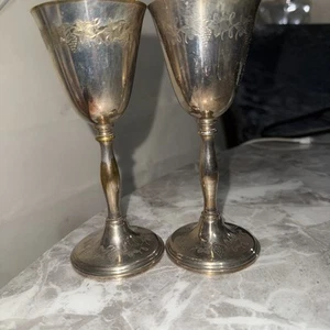 2 versilberte Kelche auf Messing Kavalier Becher Made in England - Bild 1 von 5
