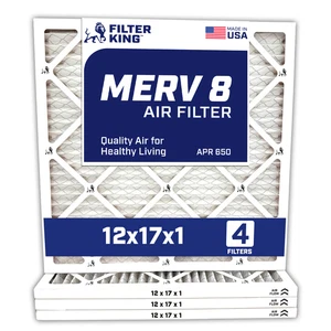 Filter King 12x17x1 Air Filter 4-PACK MERV 8 Actual Size 12 x 17 x .75" - Picture 1 of 5