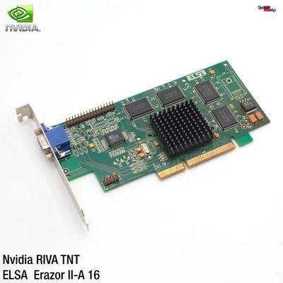 Elsa Erazor II-A16 NVIDIA RIVA TNT 16MB SGRAM AGP Video Card Graphics Card Games - image 1 of 3