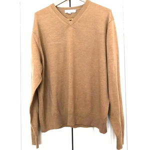 Calvin Klein marino wool sweater tan xl v neck long sleeve - Picture 1 of 3
