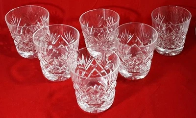 SET OF 6 VINTAGE TUTBURY CRYSTAL OLD FASHIONED TAPERED WHISKY GLASSES 8CM HIGH - Image 1 of 4
