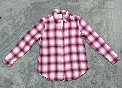 NUEVO CON ETIQUETAS GAP Mujer Talla XS Camisa Fácil Cuello Rosa Franela Abotonada Manga Larga Foto 1 de 4