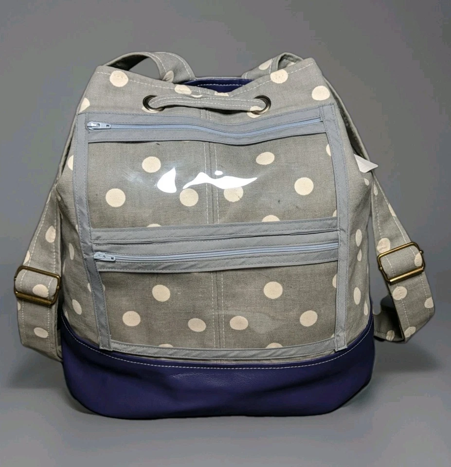RARE & UNIQUE KNICK-KNACK PATTY SACK, POLK-A-DOT & FAUX PURPLE LEATHER BACKPACK - Image 1 of 4
